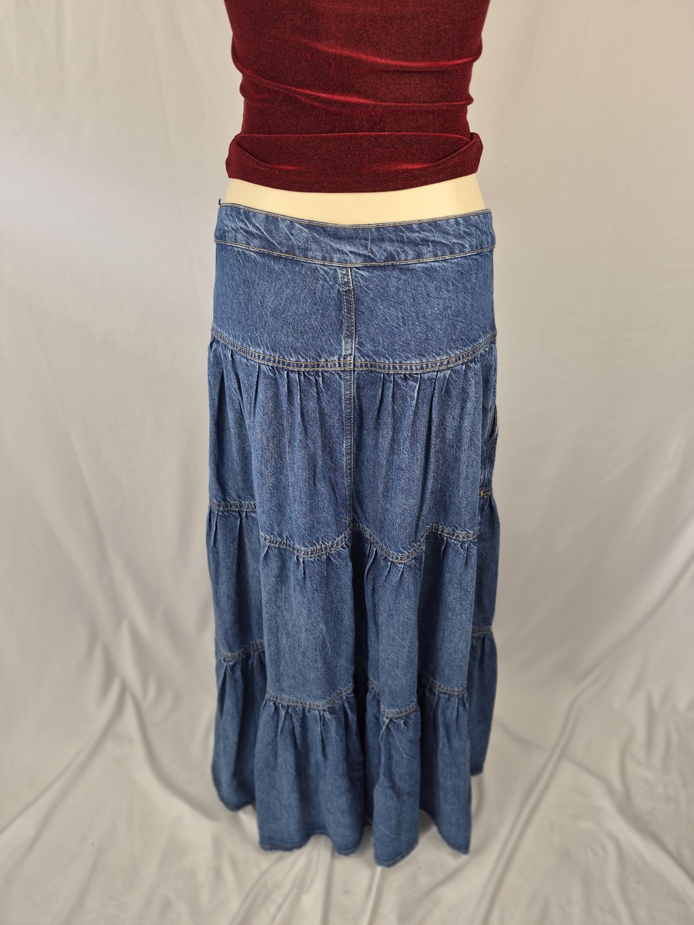 We The Free Denim Tiered Maxi Skirt - Blue - Picture 6 of 7